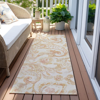 Piper Looms Chantille Paisley ACN835 Coral Machine Washable Area Rug Runner Outdoor Lifestyle Image Feature