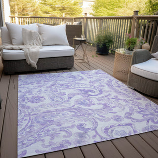 Piper Looms Chantille Paisley ACN835 Lavender Machine Washable Area Rug Outdoor Lifestyle Image Feature