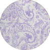 Piper Looms Chantille Paisley ACN835 Lavender Machine Washable Area Rug Round Main Image
