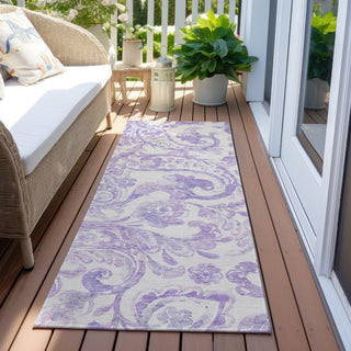 Piper Looms Chantille Paisley ACN835 Lavender Machine Washable Area Rug Runner Outdoor Lifestyle Image Feature