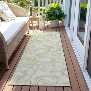 Piper Looms Chantille Paisley ACN835 Sage Machine Washable Area Rug Runner Outdoor Lifestyle Image Feature