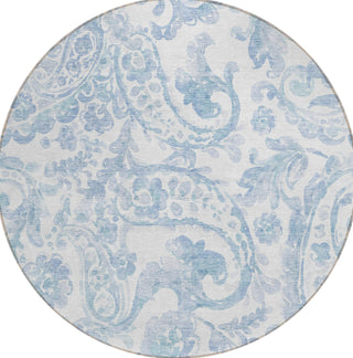 Piper Looms Chantille Paisley ACN835 Sky Machine Washable Area Rug Round Main Image