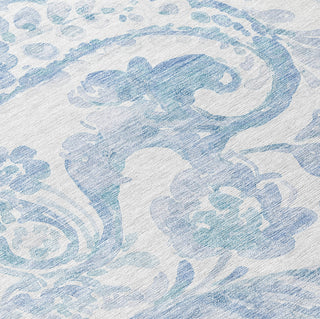 Piper Looms Chantille Paisley ACN835 Sky Machine Washable Area Rug Swatch Image