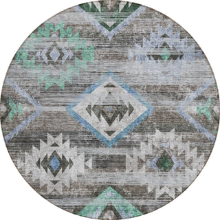 Piper Looms Chantille Southwest ACN836 Brown Machine Washable Area Rug Round Main Image