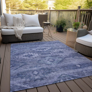 Piper Looms Chantille Southwest ACN837 Navy Machine Washable Area Rug Outdoor Lifestyle Image Feature