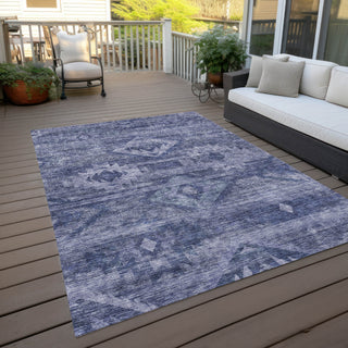 Piper Looms Chantille Southwest ACN837 Navy Machine Washable Area Rug Outdoor Lifestyle Image Feature