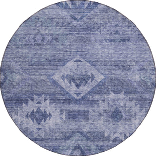 Piper Looms Chantille Southwest ACN837 Navy Machine Washable Area Rug Round Main Image