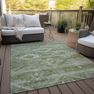 Piper Looms Chantille Southwest ACN837 Olive Machine Washable Area Rug Outdoor Lifestyle Image Feature