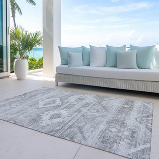 Piper Looms Chantille Southwest ACN837 Silver Machine Washable Area Rug Outdoor Lifestyle Image Feature