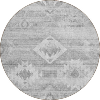 Piper Looms Chantille Southwest ACN837 Silver Machine Washable Area Rug Round Main Image
