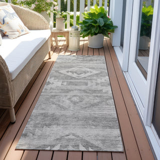 Piper Looms Chantille Southwest ACN837 Silver Machine Washable Area Rug Runner Outdoor Lifestyle Image Feature