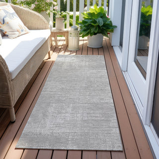 Piper Looms Chantille Modern ACN839 Silver Machine Washable Area Rug Runner Outdoor Lifestyle Image Feature