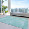 Piper Looms Chantille Modern ACN839 Turquoise Machine Washable Area Rug Outdoor Lifestyle Image Feature
