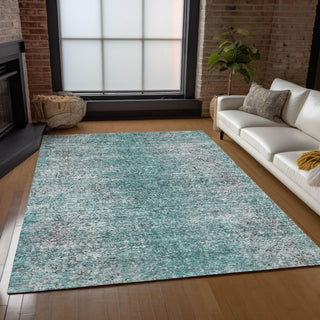 Piper Looms Chantille Vintage ACN840 Teal Machine Washable Area Rug Lifestyle Image Feature