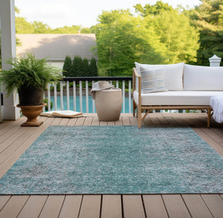 Piper Looms Chantille Vintage ACN840 Teal Machine Washable Area Rug Outdoor Lifestyle Image Feature