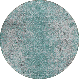 Piper Looms Chantille Vintage ACN840 Teal Machine Washable Area Rug Round Main Image
