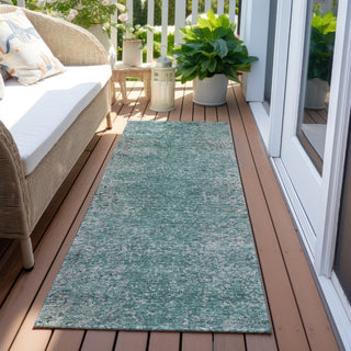 Piper Looms Chantille Vintage ACN840 Teal Machine Washable Area Rug Runner Outdoor Lifestyle Image Feature