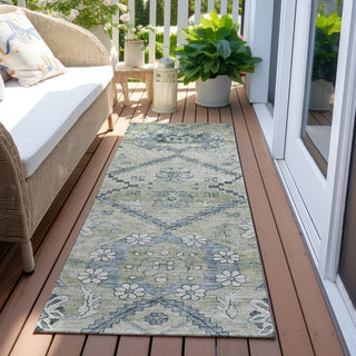 Piper Looms Chantille Floral ACN841 Aloe Machine Washable Area Rug Runner Outdoor Lifestyle Image Feature