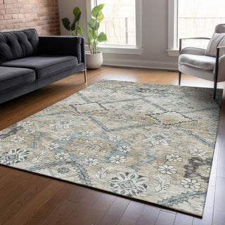Piper Looms Chantille Floral ACN841 Beige Machine Washable Area Rug Lifestyle Image Feature