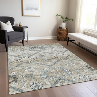 Piper Looms Chantille Floral ACN841 Beige Machine Washable Area Rug Lifestyle Image Feature
