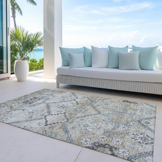 Piper Looms Chantille Floral ACN841 Beige Machine Washable Area Rug Outdoor Lifestyle Image Feature