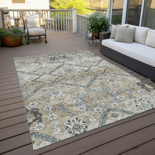Piper Looms Chantille Floral ACN841 Beige Machine Washable Area Rug Outdoor Lifestyle Image Feature
