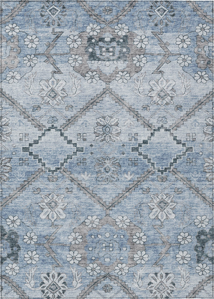 Piper Looms Chantille Floral ACN841 Blue Machine Washable Area Rug main image