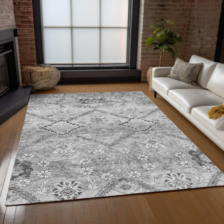 Piper Looms Chantille Floral ACN841 Gray Machine Washable Area Rug Lifestyle Image Feature