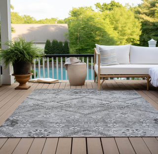 Piper Looms Chantille Floral ACN841 Gray Machine Washable Area Rug Outdoor Lifestyle Image Feature