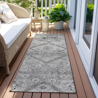 Piper Looms Chantille Floral ACN841 Gray Machine Washable Area Rug Runner Outdoor Lifestyle Image Feature
