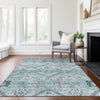 Piper Looms Chantille Floral ACN841 Teal Machine Washable Area Rug Lifestyle Image Feature
