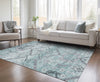Piper Looms Chantille Floral ACN841 Teal Machine Washable Area Rug Lifestyle Image Feature
