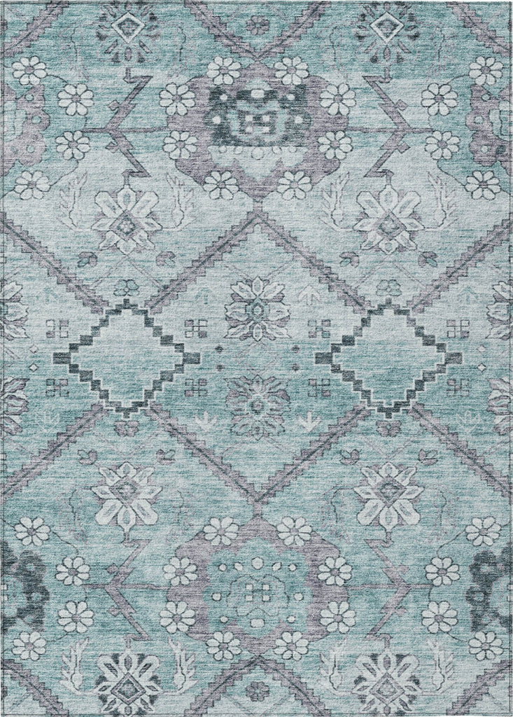 Piper Looms Chantille Floral ACN841 Teal Machine Washable Area Rug main image