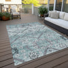 Piper Looms Chantille Floral ACN841 Teal Machine Washable Area Rug Outdoor Lifestyle Image Feature