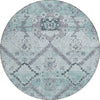 Piper Looms Chantille Floral ACN841 Teal Machine Washable Area Rug Round Main Image