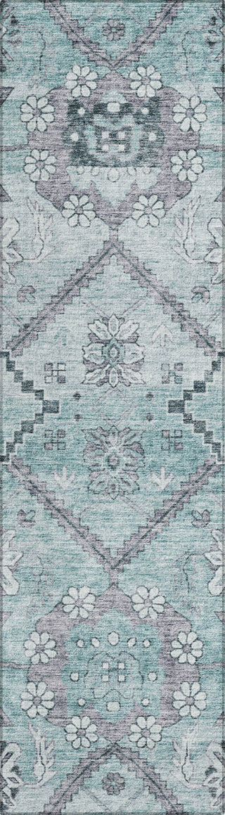 Piper Looms Chantille Floral ACN841 Teal Machine Washable Area Rug Runner Main Image