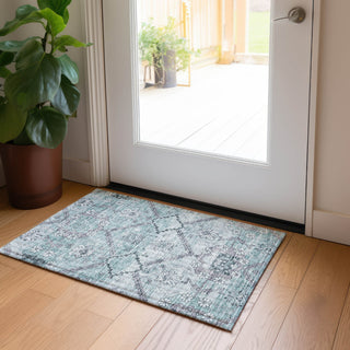 Piper Looms Chantille Floral ACN841 Teal Machine Washable Area Rug Scatter Lifestyle Image Feature