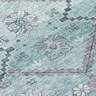 Piper Looms Chantille Floral ACN841 Teal Machine Washable Area Rug Swatch Image