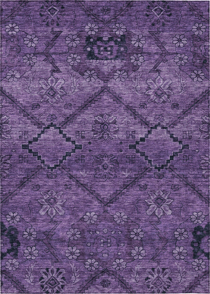 Piper Looms Chantille Floral ACN842 Eggplant Machine Washable Area Rug main image