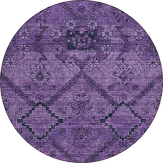 Piper Looms Chantille Floral ACN842 Eggplant Machine Washable Area Rug Round Main Image