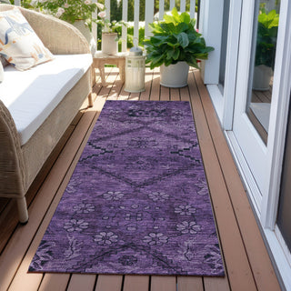 Piper Looms Chantille Floral ACN842 Eggplant Machine Washable Area Rug Runner Outdoor Lifestyle Image Feature