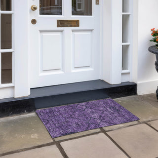 Piper Looms Chantille Floral ACN842 Eggplant Machine Washable Area Rug Scatter Outdoor Lifestyle Image Feature