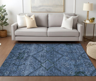 Piper Looms Chantille Floral ACN842 Navy Machine Washable Area Rug Lifestyle Image Feature