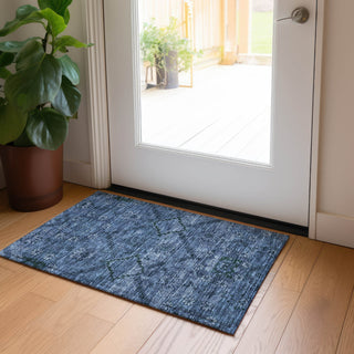 Piper Looms Chantille Floral ACN842 Navy Machine Washable Area Rug Scatter Lifestyle Image Feature