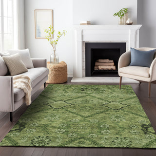 Piper Looms Chantille Floral ACN842 Olive Machine Washable Area Rug Lifestyle Image Feature
