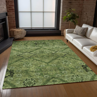 Piper Looms Chantille Floral ACN842 Olive Machine Washable Area Rug Lifestyle Image Feature