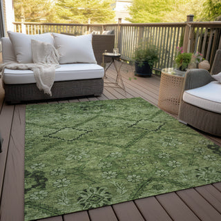 Piper Looms Chantille Floral ACN842 Olive Machine Washable Area Rug Outdoor Lifestyle Image Feature