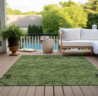 Piper Looms Chantille Floral ACN842 Olive Machine Washable Area Rug Outdoor Lifestyle Image Feature
