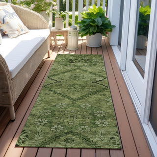 Piper Looms Chantille Floral ACN842 Olive Machine Washable Area Rug Runner Outdoor Lifestyle Image Feature