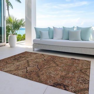 Piper Looms Chantille Floral ACN842 Paprika Machine Washable Area Rug Outdoor Lifestyle Image Feature